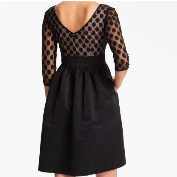Gorgeous Eliza J black sheer mesh polka dot fit and flare, size 8 - Picture 5 of 12